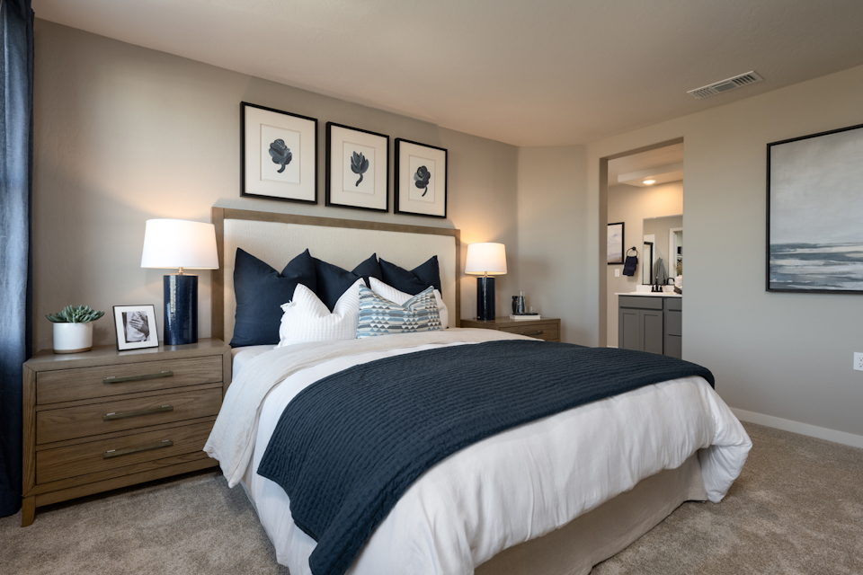 A bed in a room.