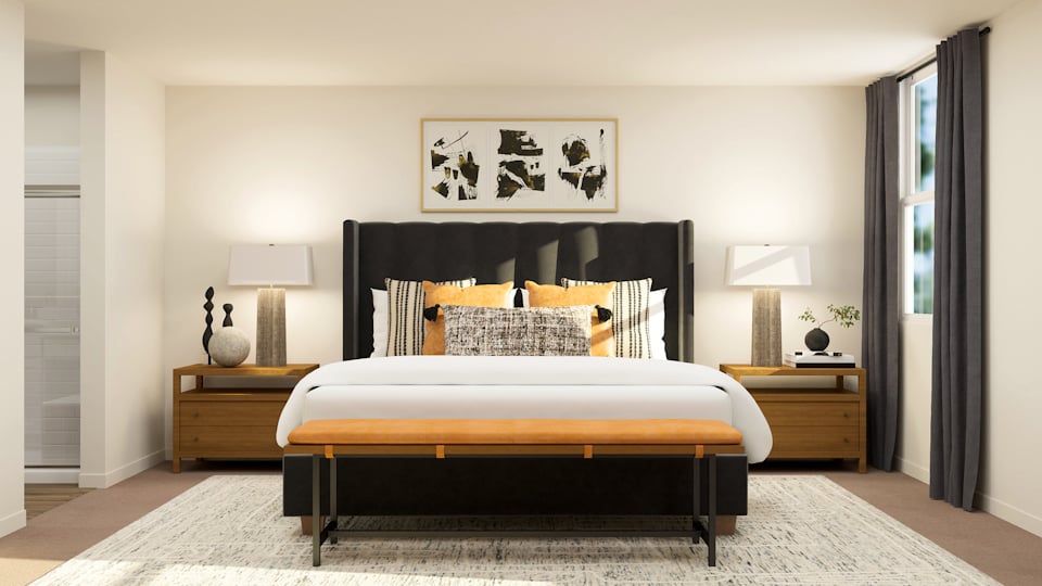 A bed in a room.