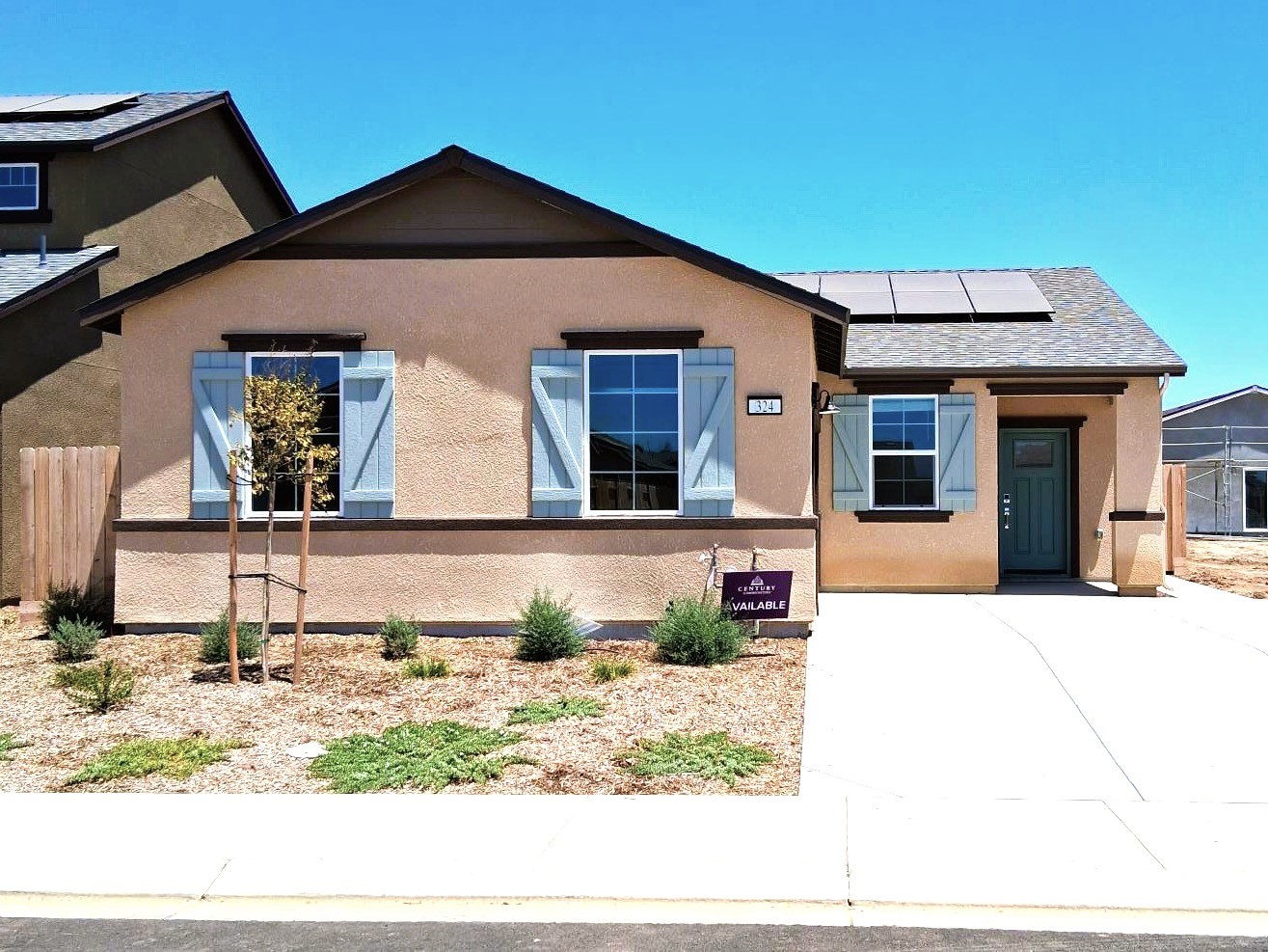A house with a driveway.