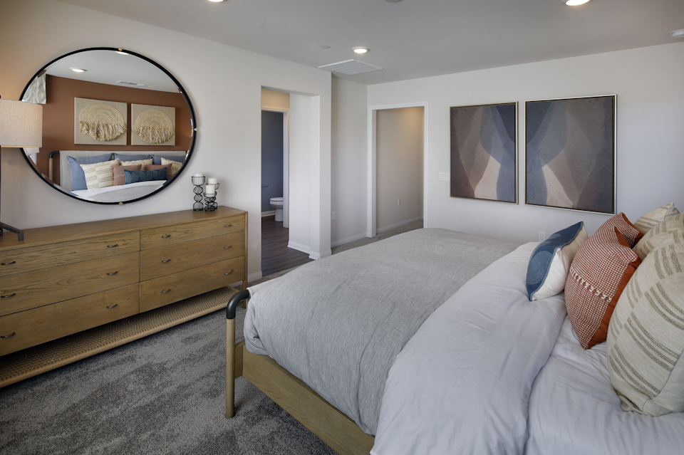 A bed in a room.