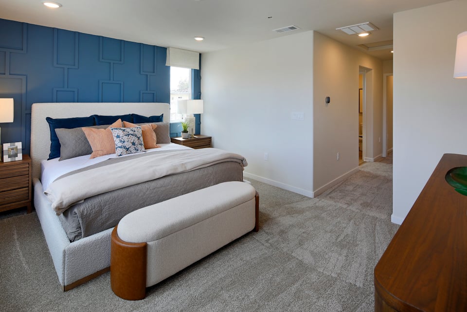A bed in a room.