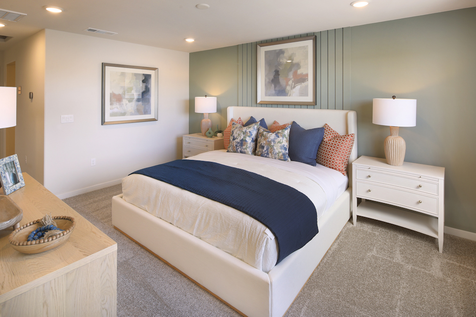 A bed in a room.