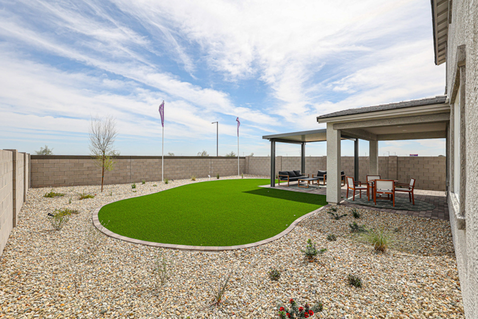 A large green lawn.