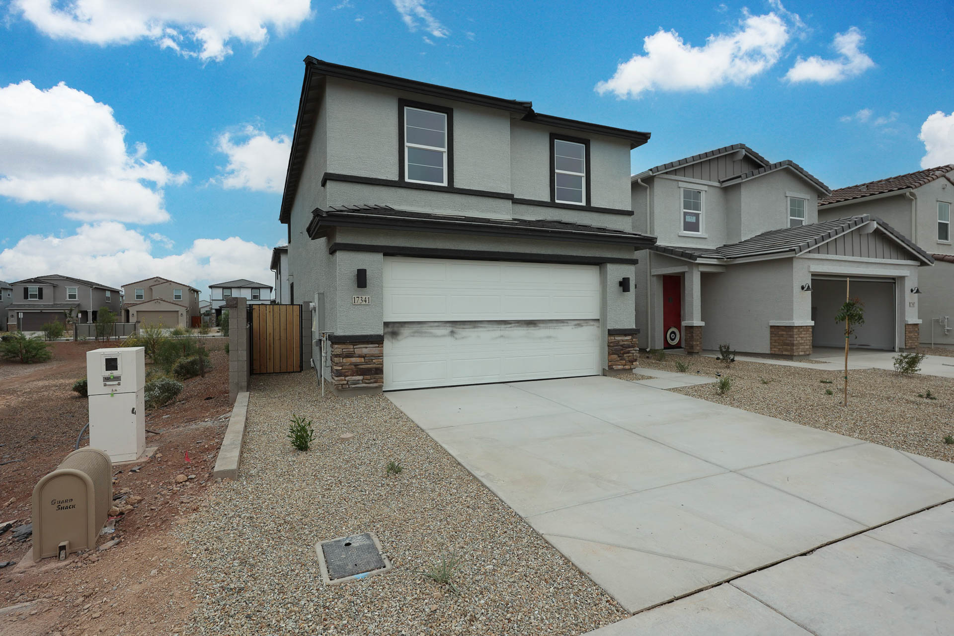 A house with a garage.