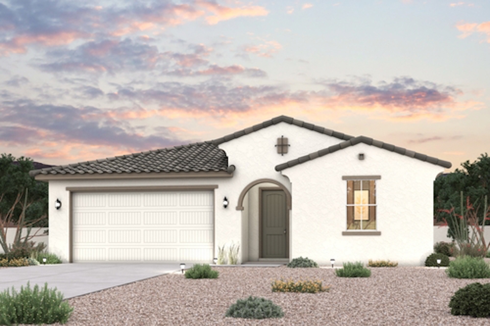 A house with a garage and a driveway.
