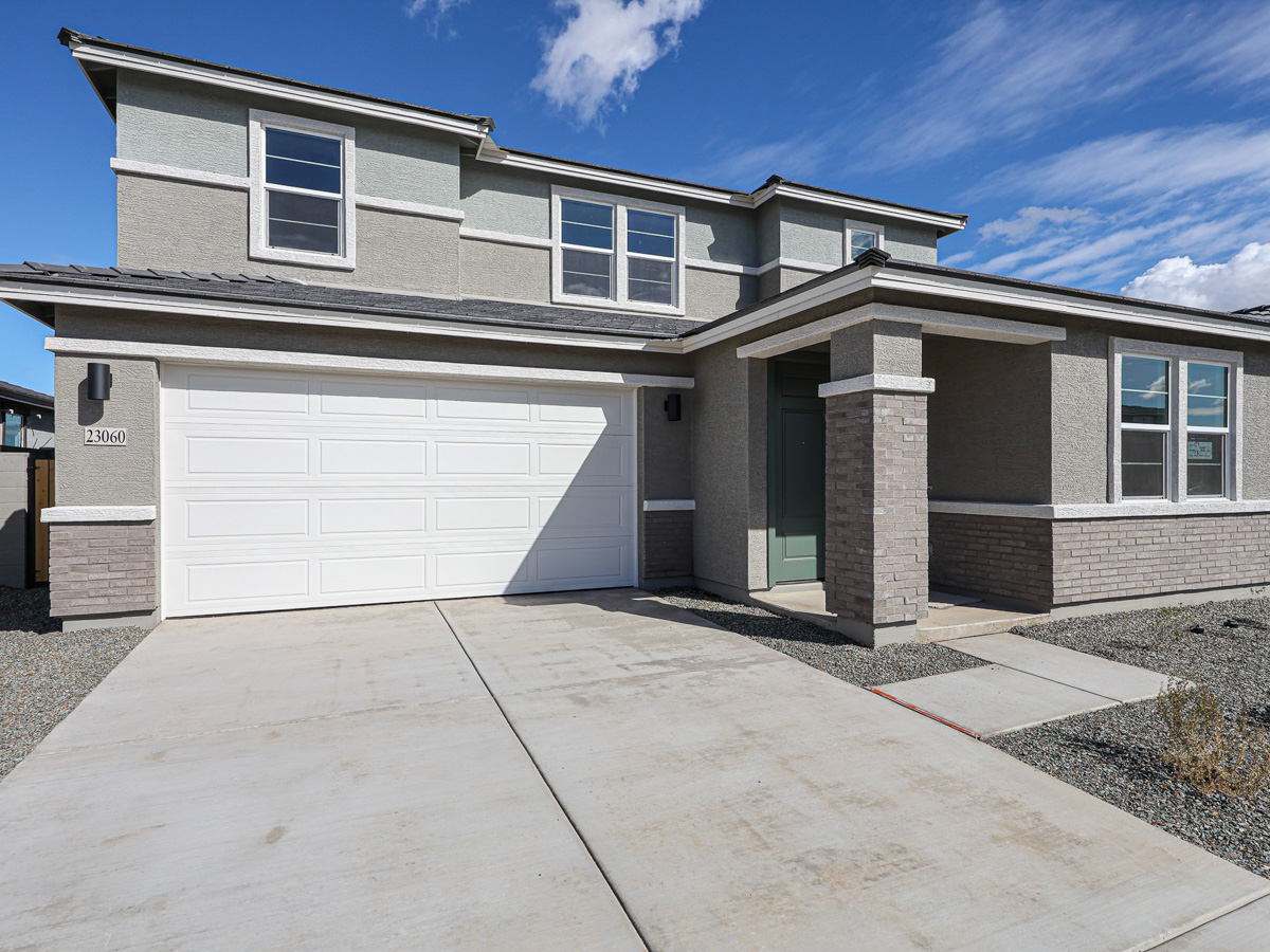 A house with a garage.