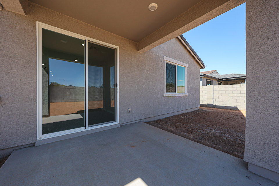 A house with a glass door.