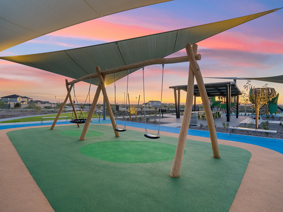 A playground with a slide.