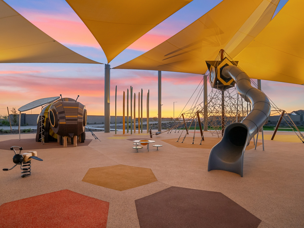 A large yellow and red tent.