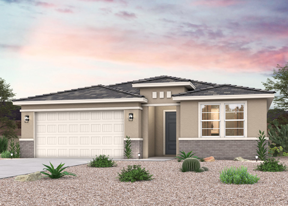 A house with a garage.