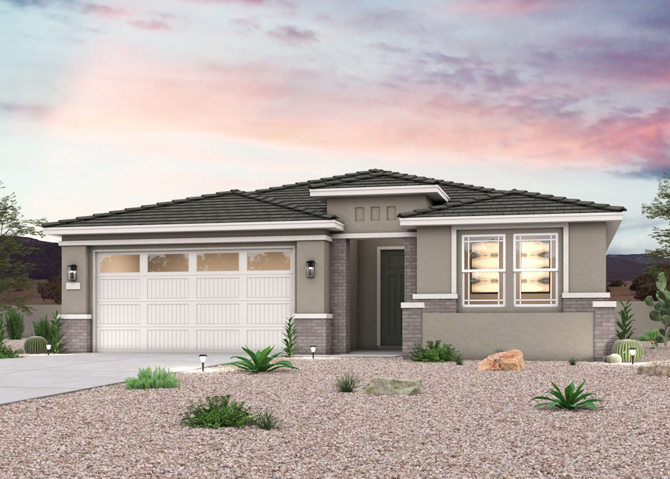 A house with a garage.