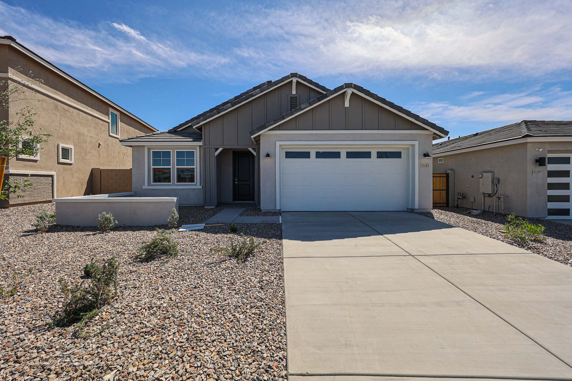A house with a garage.