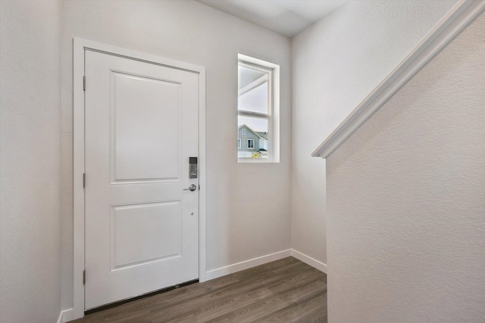 A white door in a room.