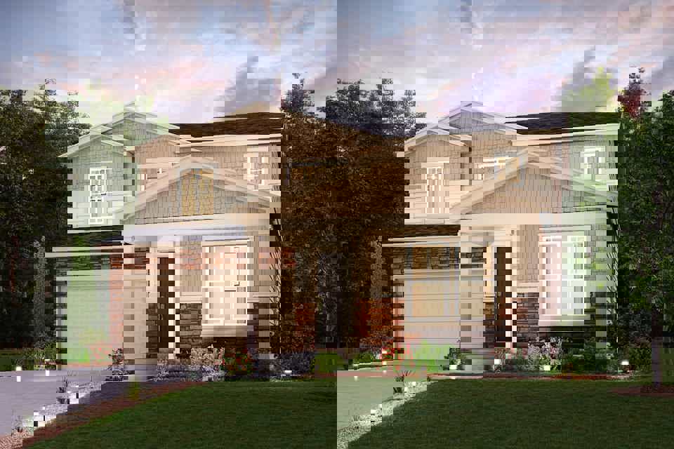 A house with a large front yard.