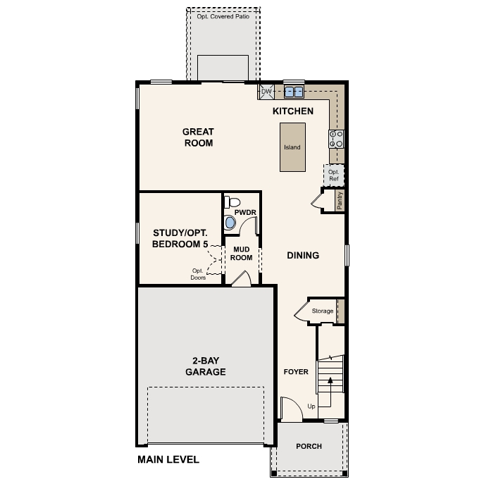 Diagram, engineering drawing. Spruce Floorplan, Main Level