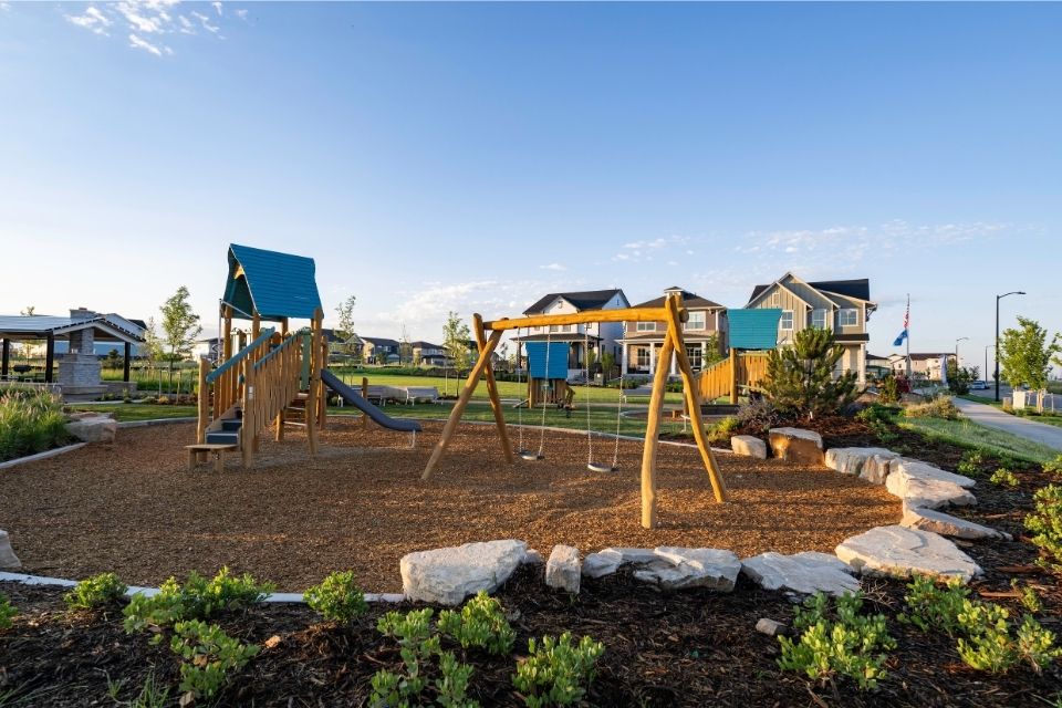 A playground with a slide.