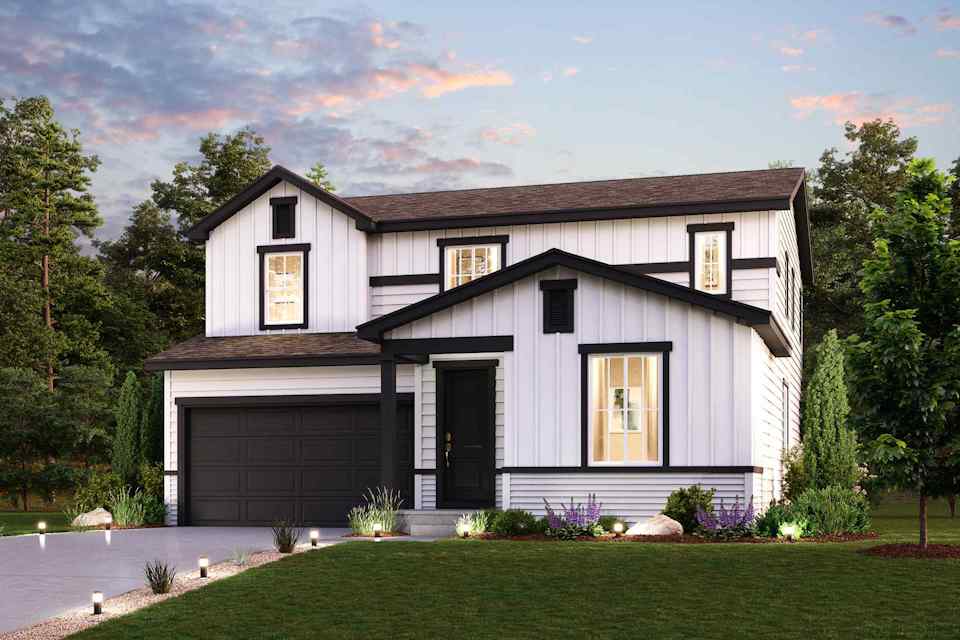 A house with a large front yard.