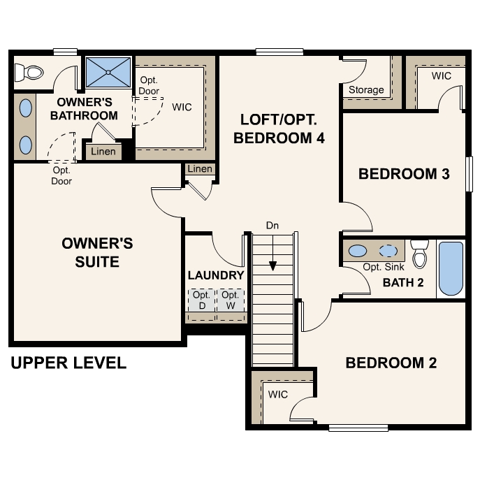 Diagram, engineering drawing. Ontario Floorplan, Upper Level