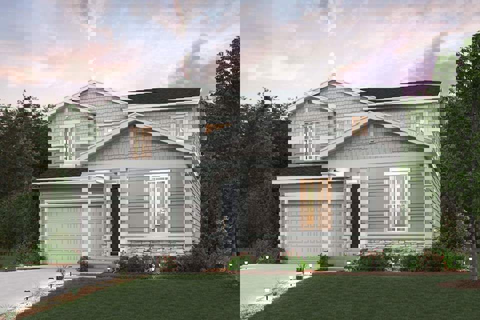 A house with a large front yard.