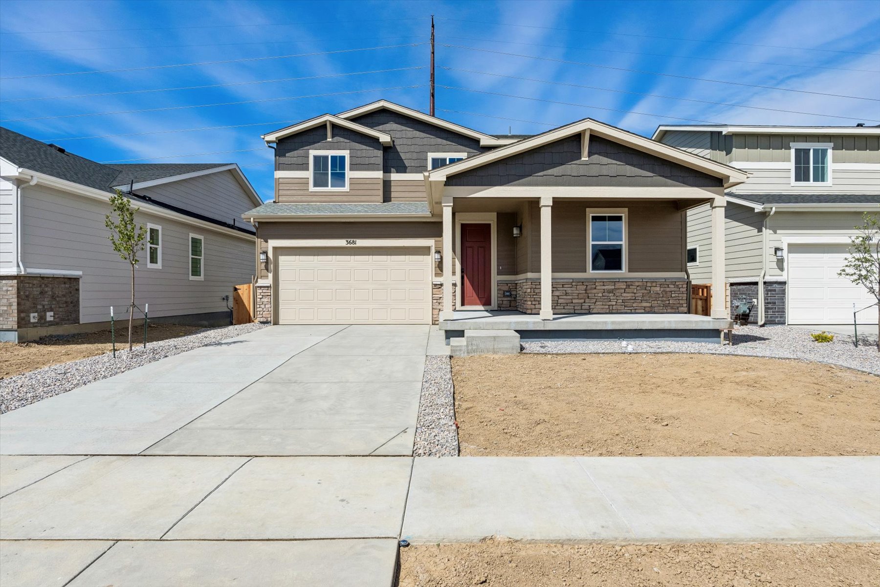 A house with a driveway.
