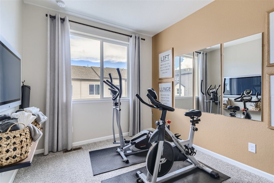 A bike in a room.
