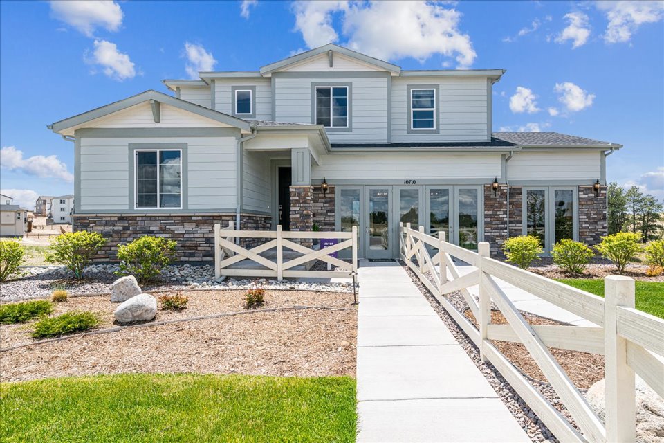 A house with a front yard.