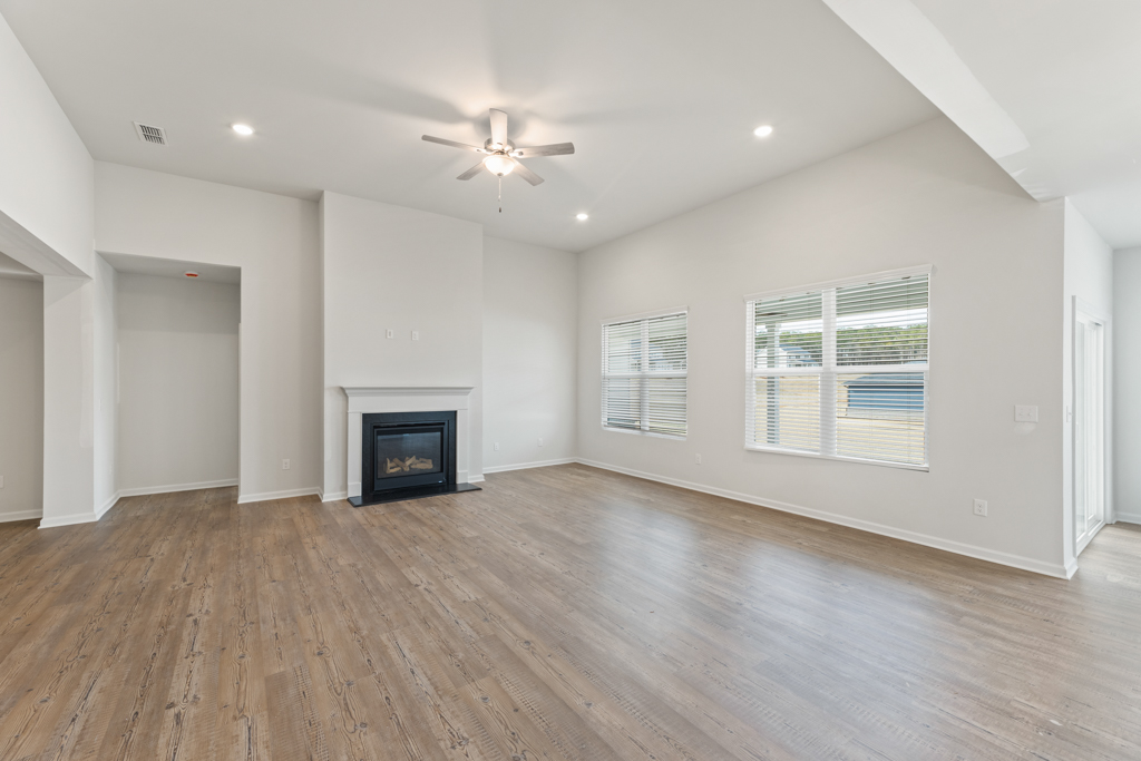 A large empty living room.