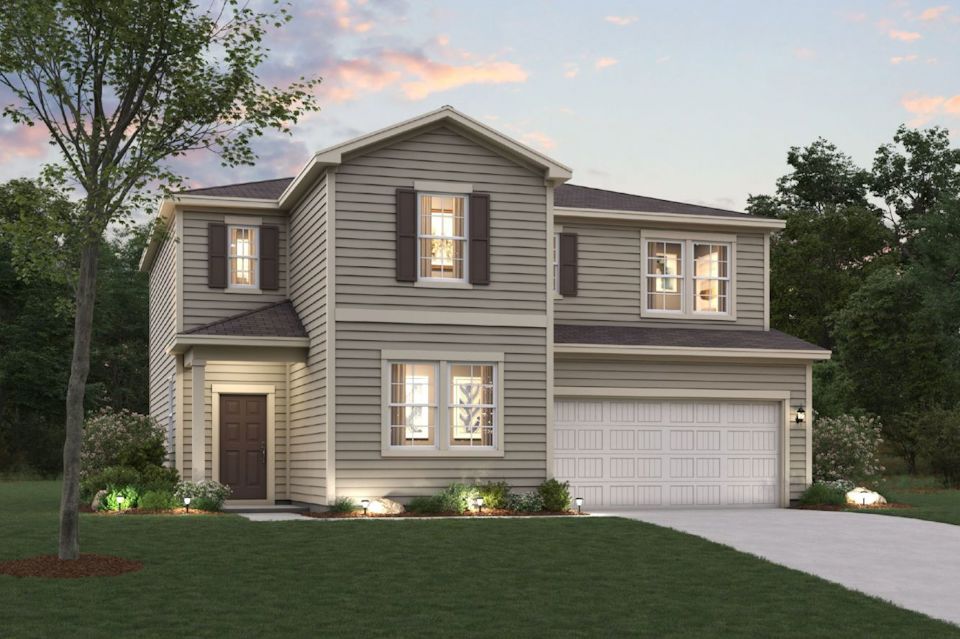 A house with a driveway.