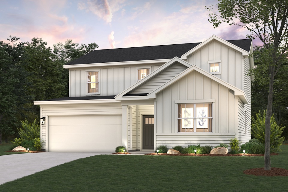 A house with a large front yard.