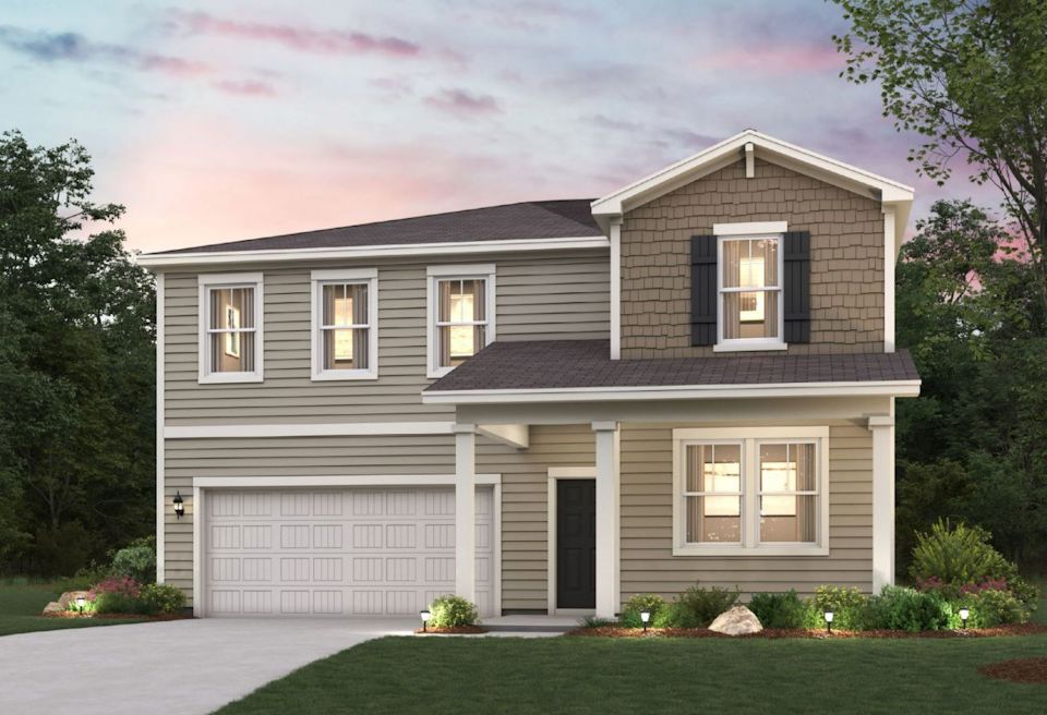 A house with a garage.