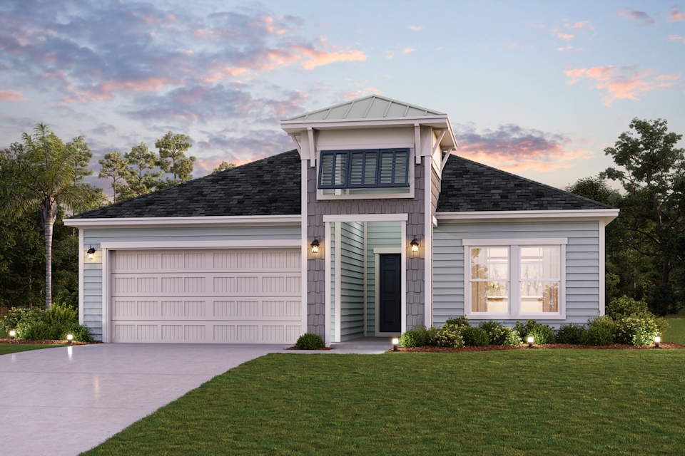 A house with a garage.