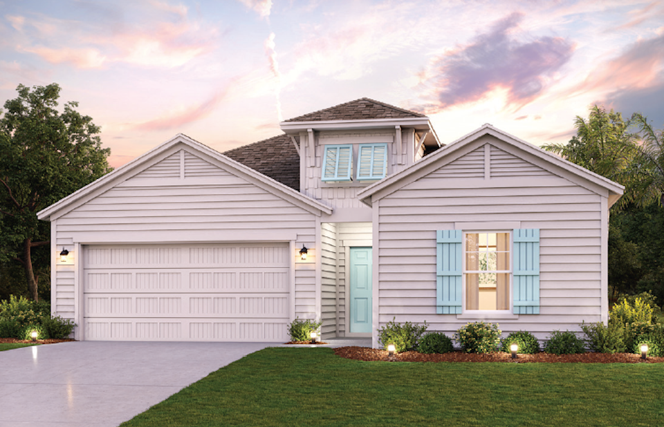 A house with a garage.