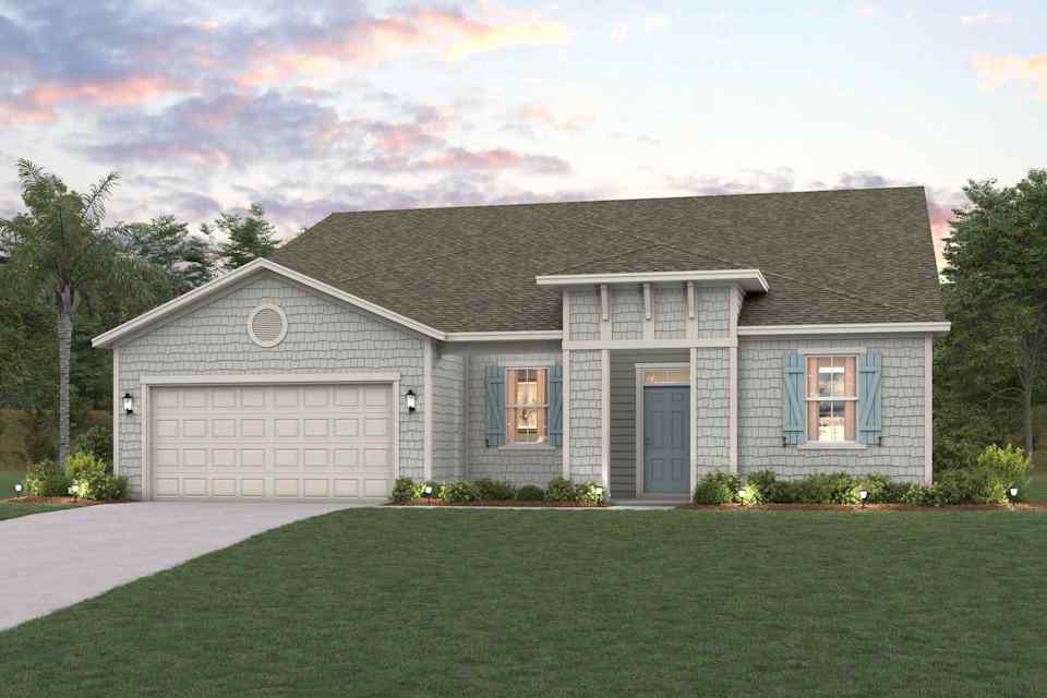 A house with a garage.