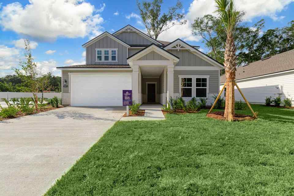 A house with a driveway.