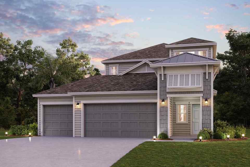 A house with a garage.