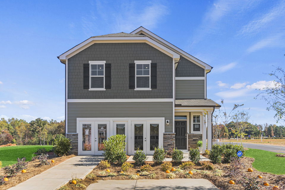 A house with a driveway.