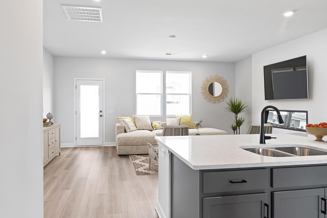 A large kitchen with a large island.