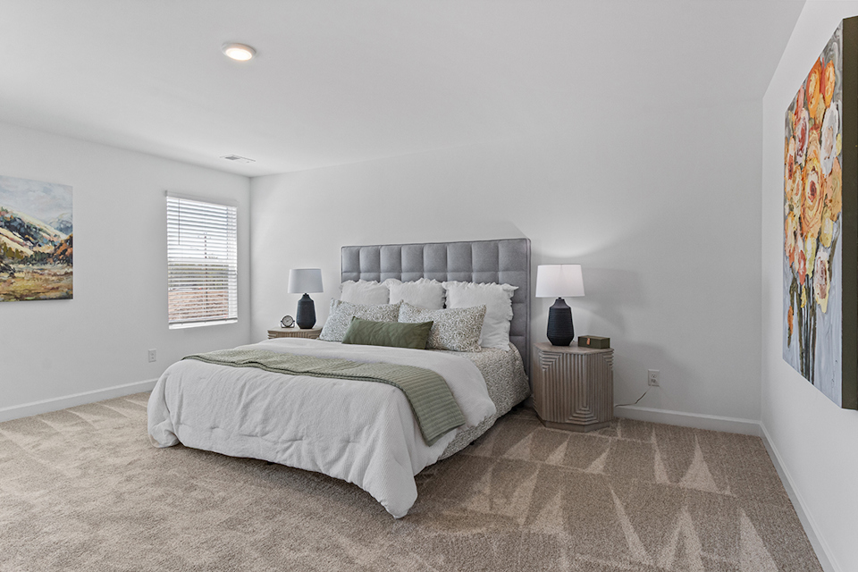 A bed in a room.