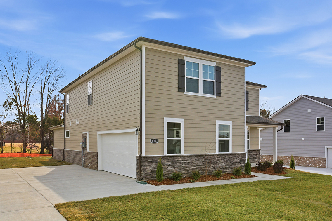 A house with a garage.