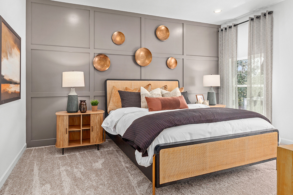 A bed in a room.