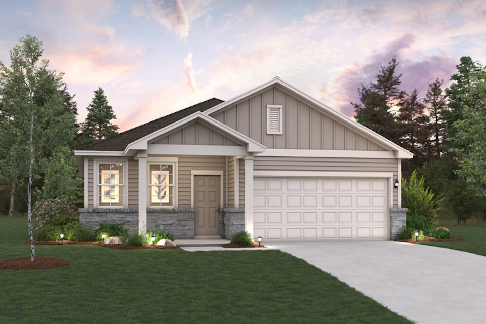 A house with a large front yard.