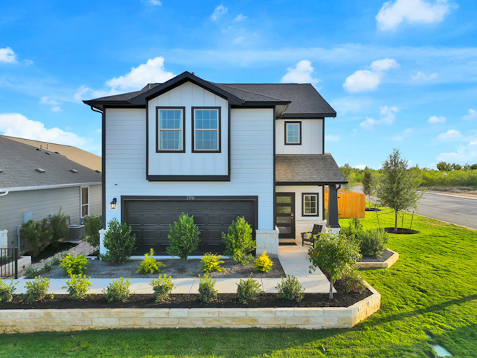 A house with a driveway.