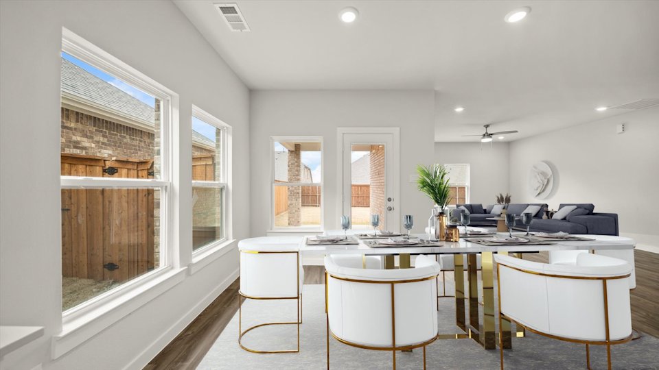 A kitchen and living room.