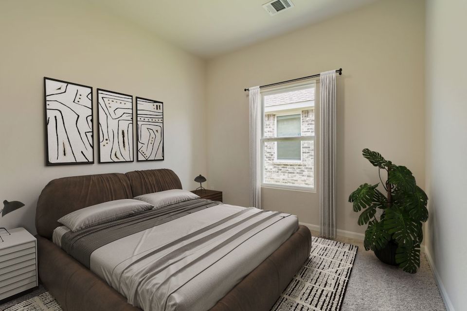 A bed in a room.