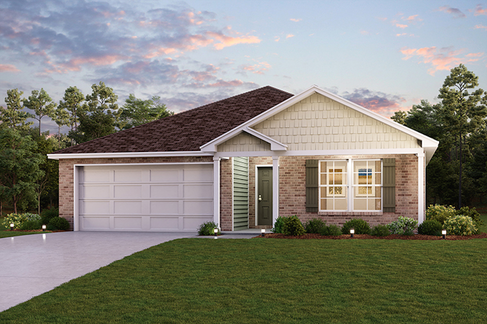 A house with a lawn.