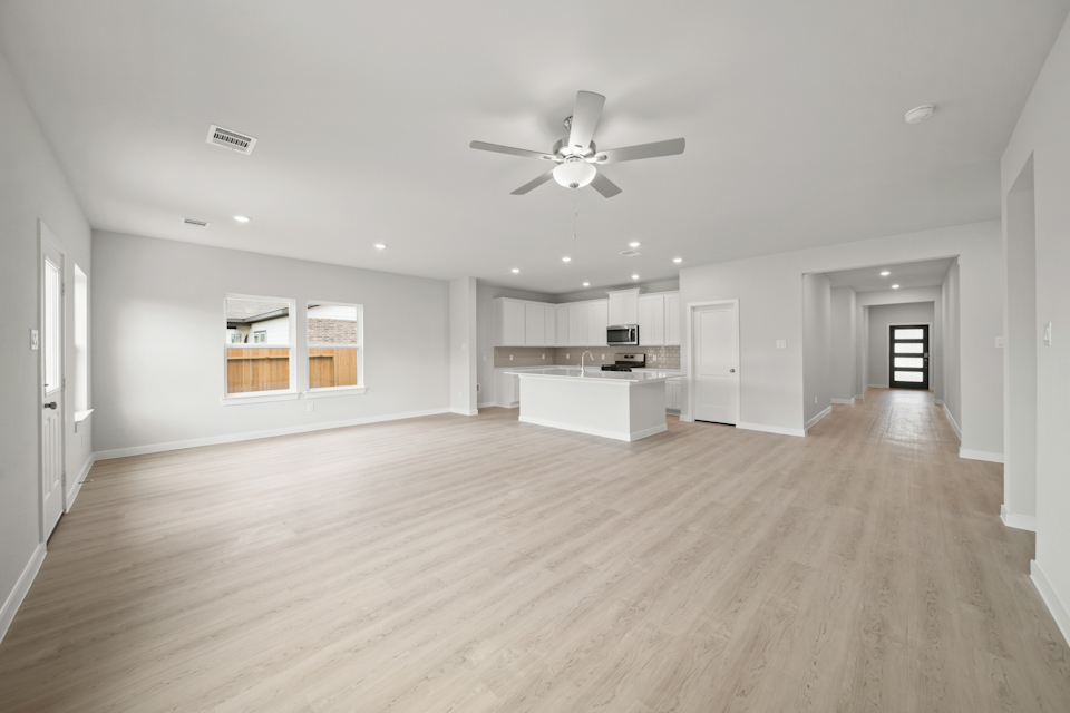 A large empty living room.