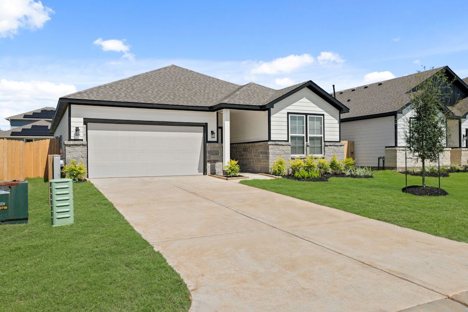 A house with a driveway.