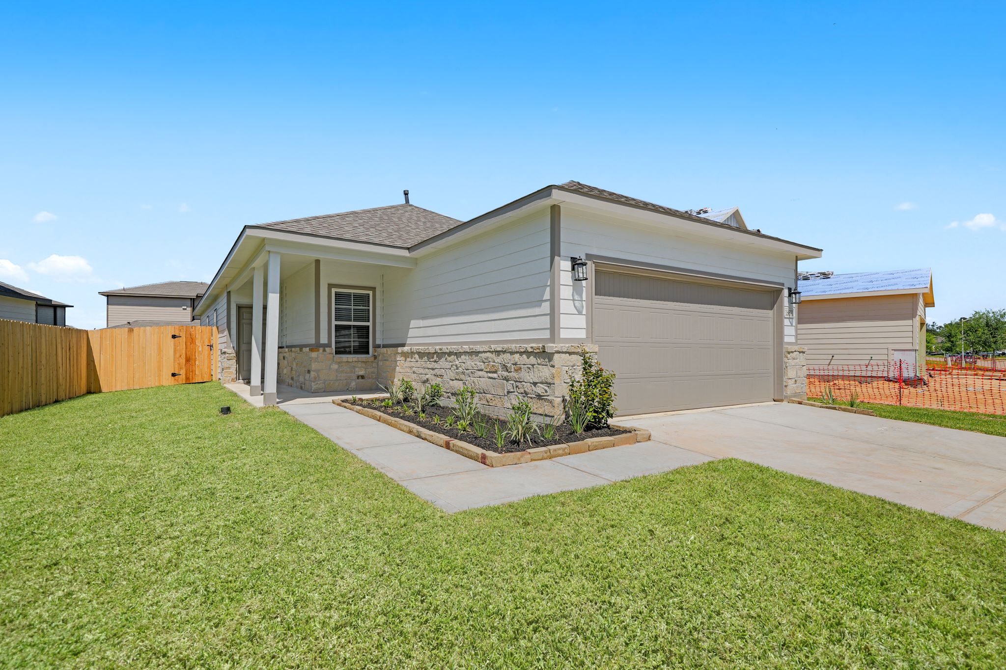 A house with a garage.