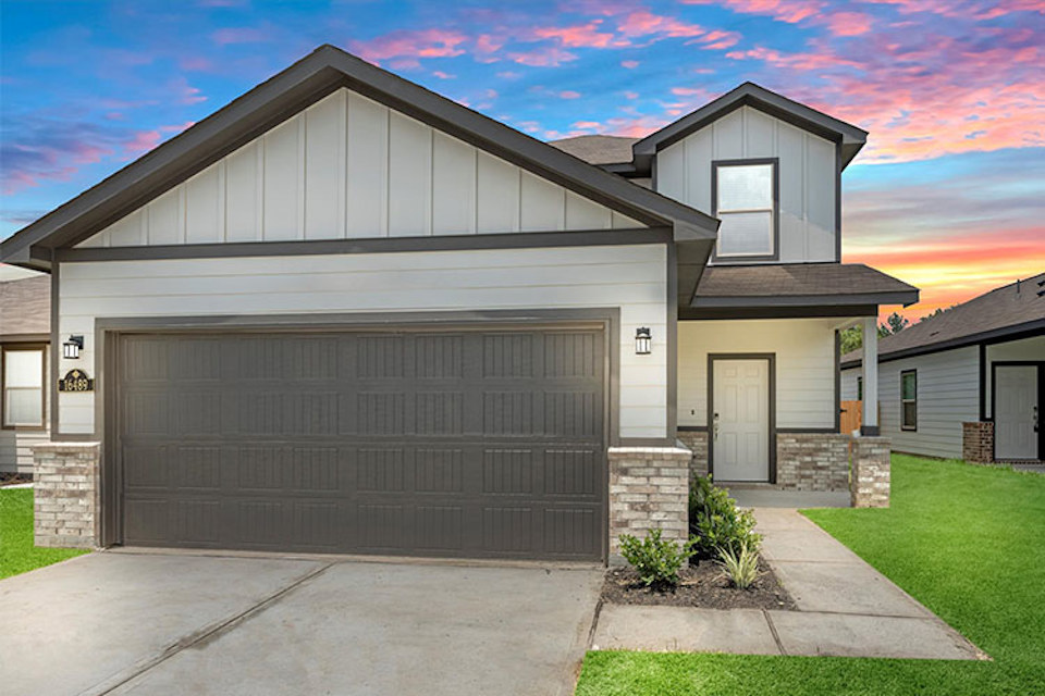A house with a garage.
