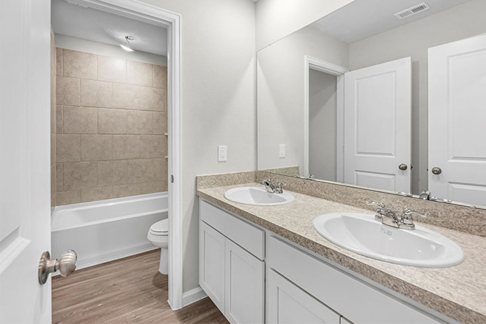 A bathroom with a sink and a toilet.